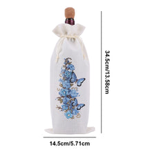 Load image into Gallery viewer, Diamond Painting Burlap Wine Bags Label Liquor Bottle Cover (Butterfly Flower)