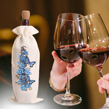 Load image into Gallery viewer, Diamond Painting Burlap Wine Bags Label Liquor Bottle Cover (Butterfly Flower)