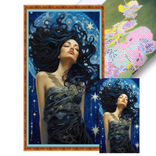 Load image into Gallery viewer, Yishu - Blue-Haired Woman With Stars - 40*70CM 11CT 3 Stamped Cross Stitch