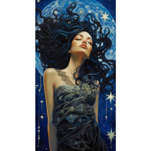 Load image into Gallery viewer, Yishu - Blue-Haired Woman With Stars - 40*70CM 11CT 3 Stamped Cross Stitch