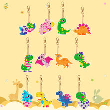Load image into Gallery viewer, 12PCS Cartoon Dinosaur Double Sided Diamond Painting Keychain for Beginner Adult