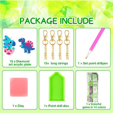 Load image into Gallery viewer, 12PCS Cartoon Dinosaur Double Sided Diamond Painting Keychain for Beginner Adult