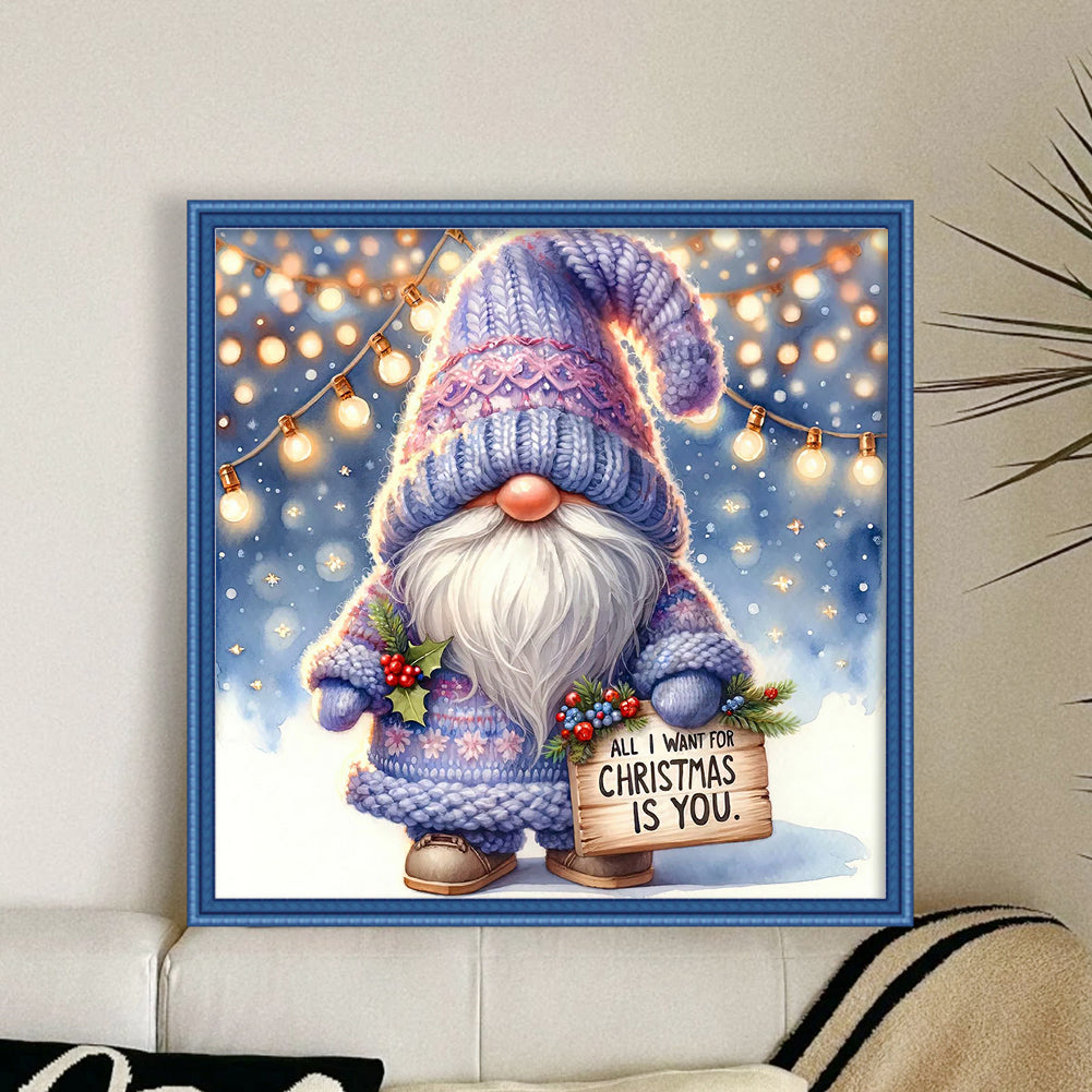 Christmas Gnome - Full 11CT Stamped Cross Stitch 40x40CM - Huacan