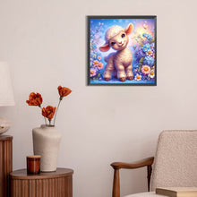 Load image into Gallery viewer, Sheep And Flower Blue 30*30CM(Canvas) Full Round Drill Diamond Painting