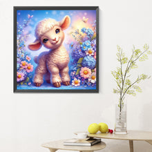 Load image into Gallery viewer, Sheep And Flower Blue 30*30CM(Canvas) Full Round Drill Diamond Painting