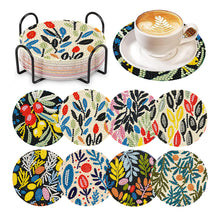 Load image into Gallery viewer, 8 Pcs Wooden DIY Diamond Painting Art Coaster Kit with Holder (Fresh Garden)