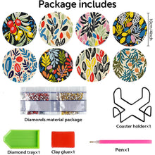 Load image into Gallery viewer, 8 Pcs Wooden DIY Diamond Painting Art Coaster Kit with Holder (Fresh Garden)