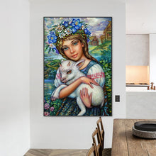 Load image into Gallery viewer, Girl Holding A Sheep 50*70CM(Picture) Full Round Drill Diamond Painting