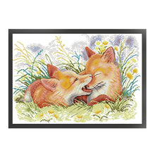 Load image into Gallery viewer, Joy Sunday - Two Playful Foxes - 61*44CM 11CT 3 Stamped Cross Stitch