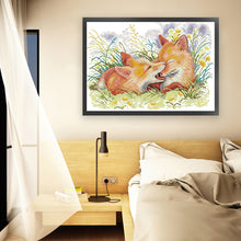 Load image into Gallery viewer, Joy Sunday - Two Playful Foxes - 61*44CM 11CT 3 Stamped Cross Stitch