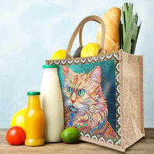 Load image into Gallery viewer, Linen Diamond Painting Tote Bag Replaceable Canvas for Women Adults Craft (Cat)