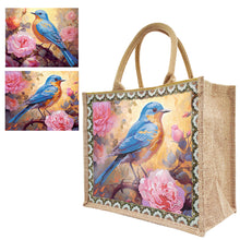Load image into Gallery viewer, Linen Diamond Painting Tote Bag Replaceable Canvas for Women (Flowers and Bird)