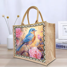 Load image into Gallery viewer, Linen Diamond Painting Tote Bag Replaceable Canvas for Women (Flowers and Bird)