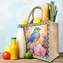 Load image into Gallery viewer, Linen Diamond Painting Tote Bag Replaceable Canvas for Women (Flowers and Bird)
