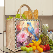 Load image into Gallery viewer, Linen Diamond Painting Tote Bag Replaceable Canvas for Women (Flowers and Bird)