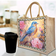 Load image into Gallery viewer, Linen Diamond Painting Tote Bag Replaceable Canvas for Women (Flowers and Bird)