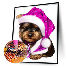 Load image into Gallery viewer, Puppy With Purple Hat 30*40CM(Canvas) Full Round Drill Diamond Painting