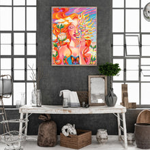 Load image into Gallery viewer, Woman With Sun Mask 30*40CM(Canvas) Full Round Drill Diamond Painting