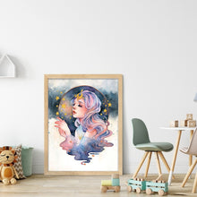Load image into Gallery viewer, Huancan - Flowers And Girl - 50*65CM 9CT 4 Stamped Cross Stitch