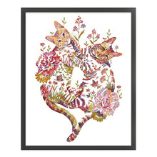 Load image into Gallery viewer, Huancan - Flower And Animal - Playful Cat - 50*60CM 9CT 4 Stamped Cross Stitch
