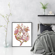 Load image into Gallery viewer, Huancan - Flower And Animal - Playful Cat - 50*60CM 9CT 4 Stamped Cross Stitch