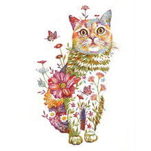 Load image into Gallery viewer, Huancan - Flower And Animal - Cat - 50*60CM 9CT 4 Stamped Cross Stitch