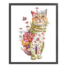 Load image into Gallery viewer, Huancan - Flower And Animal - Cat - 50*60CM 9CT 4 Stamped Cross Stitch