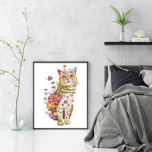 Load image into Gallery viewer, Huancan - Flower And Animal - Cat - 50*60CM 9CT 4 Stamped Cross Stitch