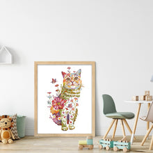 Load image into Gallery viewer, Huancan - Flower And Animal - Cat - 50*60CM 9CT 4 Stamped Cross Stitch