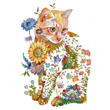 Load image into Gallery viewer, Huancan - Flower And Animal - Cat - 50*60CM 9CT 4 Stamped Cross Stitch