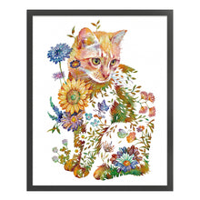 Load image into Gallery viewer, Huancan - Flower And Animal - Cat - 50*60CM 9CT 4 Stamped Cross Stitch