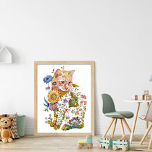 Load image into Gallery viewer, Huancan - Flower And Animal - Cat - 50*60CM 9CT 4 Stamped Cross Stitch