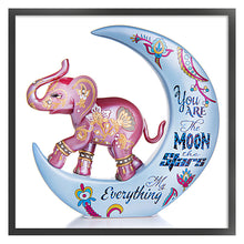 Load image into Gallery viewer, Yishu - Moon And Baby Elephant - 50*50CM 11CT 3 Stamped Cross Stitch