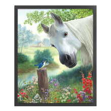 Load image into Gallery viewer, Huancan - Bird: White-Browed Blue Flycatcher - 35*45CM 14CT 2 Stamped Cross Stitch