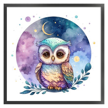 Load image into Gallery viewer, Yishu - Cute Blue Watercolor Owl - 45*45CM 11CT 3 Stamped Cross Stitch