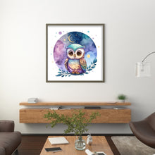 Load image into Gallery viewer, Yishu - Cute Blue Watercolor Owl - 45*45CM 11CT 3 Stamped Cross Stitch