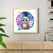 Load image into Gallery viewer, Yishu - Cute Blue Watercolor Owl - 45*45CM 11CT 3 Stamped Cross Stitch