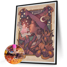 Load image into Gallery viewer, Cartoon Witch With Five-Pointed Wreath 30*40CM(Canvas) Full Round Drill Diamond Painting