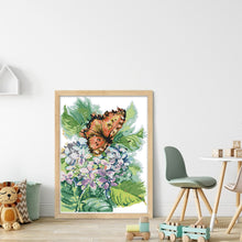 Load image into Gallery viewer, Joy Sunday - Hydrangea And Butterfly - 26*35CM 14CT 2 Stamped Cross Stitch