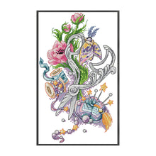 Load image into Gallery viewer, Joy Sunday - Silver Scissors - 19*32CM 14CT 2 Stamped Cross Stitch