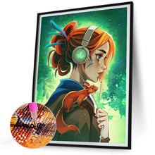 Load image into Gallery viewer, Girl With Headphones And Squirrel 30*40CM(Canvas) Full Round Drill Diamond Painting