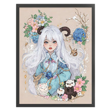 Load image into Gallery viewer, Huancan - Sheep Girl - 50*65CM 11CT 3 Stamped Cross Stitch