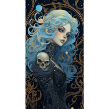 Load image into Gallery viewer, Huancan - Blue-Haired Girl - 40*70CM 11CT 3 Stamped Cross Stitch