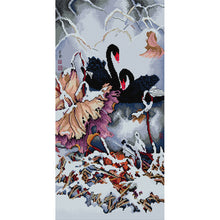 Load image into Gallery viewer, Joy Sunday - Black Swan In Winter - 36*63CM 14CT 2 Stamped Cross Stitch