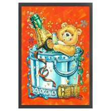 Load image into Gallery viewer, Yishu - Teddy Bear Drinking Beer - 40*56CM 11CT 3 Stamped Cross Stitch