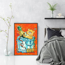 Load image into Gallery viewer, Yishu - Teddy Bear Drinking Beer - 40*56CM 11CT 3 Stamped Cross Stitch