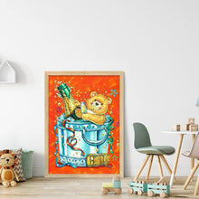 Load image into Gallery viewer, Yishu - Teddy Bear Drinking Beer - 40*56CM 11CT 3 Stamped Cross Stitch