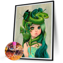 Load image into Gallery viewer, Melancholic Girl With Green Curly Hair 30*40CM(Canvas) Full Round Drill Diamond Painting