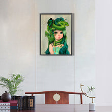 Load image into Gallery viewer, Melancholic Girl With Green Curly Hair 30*40CM(Canvas) Full Round Drill Diamond Painting