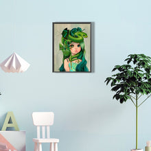Load image into Gallery viewer, Melancholic Girl With Green Curly Hair 30*40CM(Canvas) Full Round Drill Diamond Painting